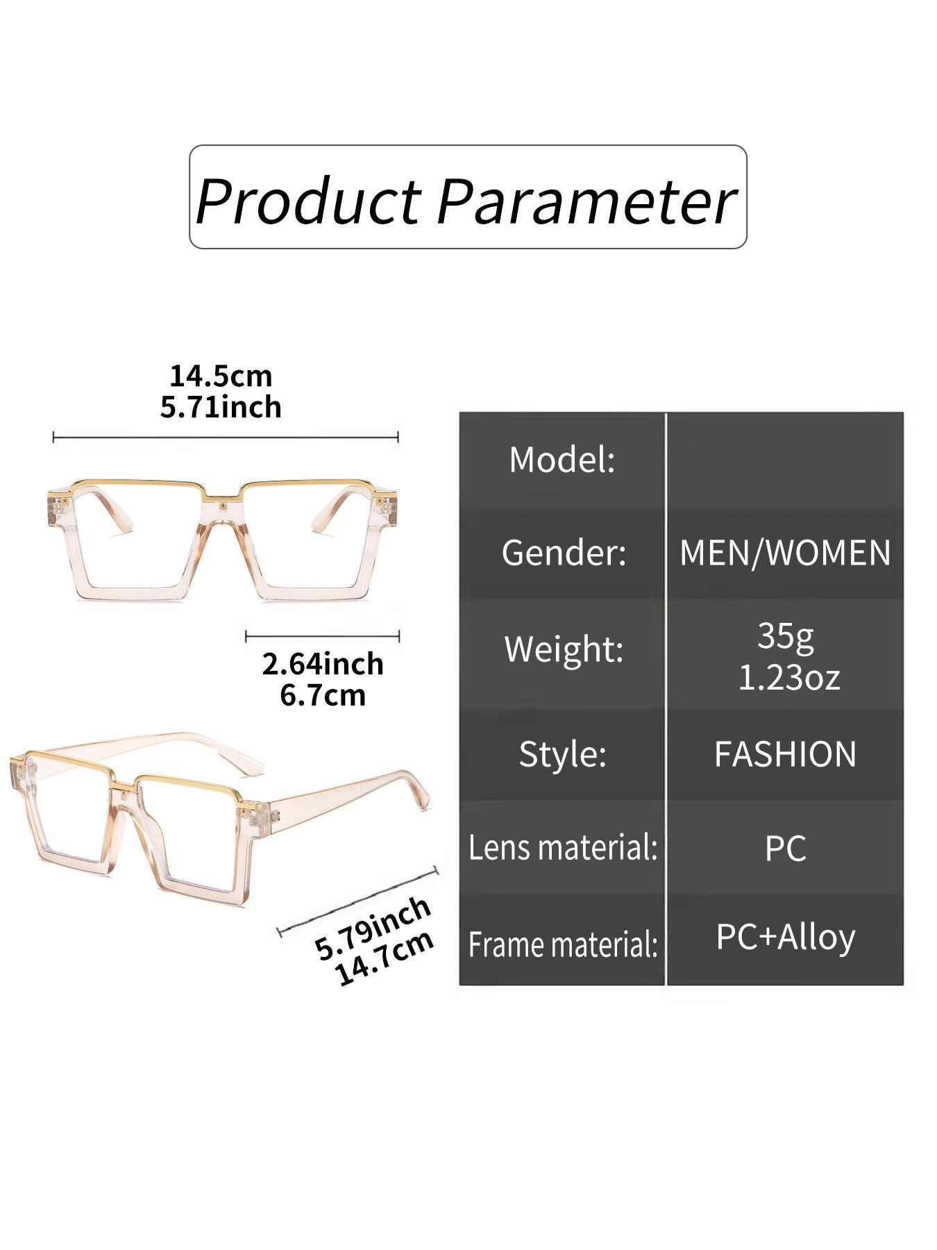 Unisex Simple Style Plain Color Square Eyeglasses, Trendy Casual Eyeglasses for Everyday Use, Fashion Accessories for Outdoor Activities