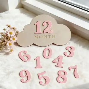 Baby Birth Memorial Flower Milestone Board, Customizable Growth Record, Newborn Month Wood Sign, Wall Decor Plaque, Baptism Gift, Baby Baptism Keepsake