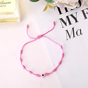 Pink String Evil Eye 7 Knot Lucky Bracelets Mexican Braclets Red Braided Black Rope San Judas Bracelet Virgin Mary Amulet Gift for Women Men