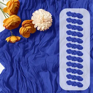 6/12 Pack Royal blue Cheesecloth Table Runner 17x108 Inch Semi Sheer Boho Gauze Cheese Cloth Fabric Table Runners, for Wedding Party Baby Shower Birthday Home Decor Garden Farmhouse