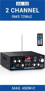 S-288 4 CH Bluetooth 5.0 Home Audio Amplifier, RMS 45Wx4, Max 600W HiFi Stereo Power Amplifier USB, SD, FM Class D Speaker Amp for Home Theater Karaoke, with Power Adapter & Rete Control