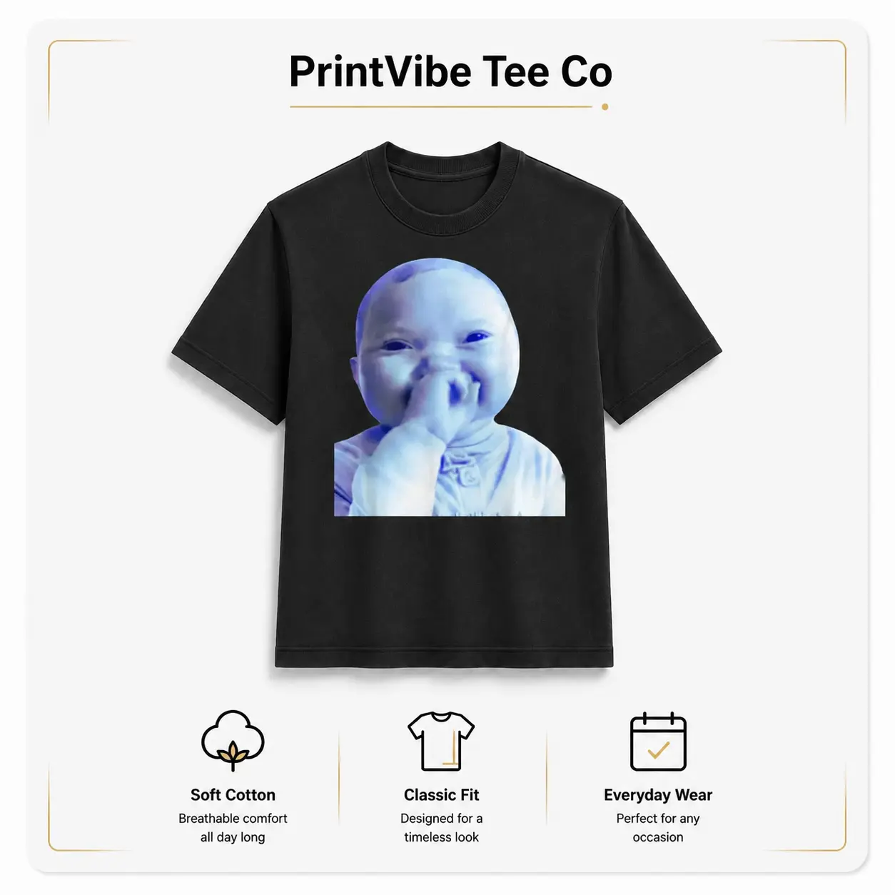 Funny AI Baby Holding Laugh Meme Viral Trend T-Shirt