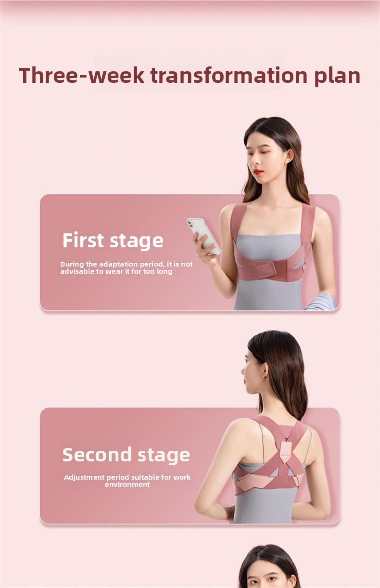 Anti-Hunchback Correction Belt for Adult Women, Invisible Posture Corrector, Corrects Body Posture, Opens Shoulders, Beautifies Back, Straightens Waist, Anti-Hunchback Device