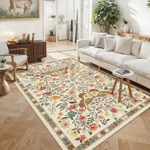 Area Rug for Living Room with Non-Slip Backing, Foldable Ultra-Thin Bedroom Carpet, Washable Indoor Rug for Nursery, Office, Kitchen