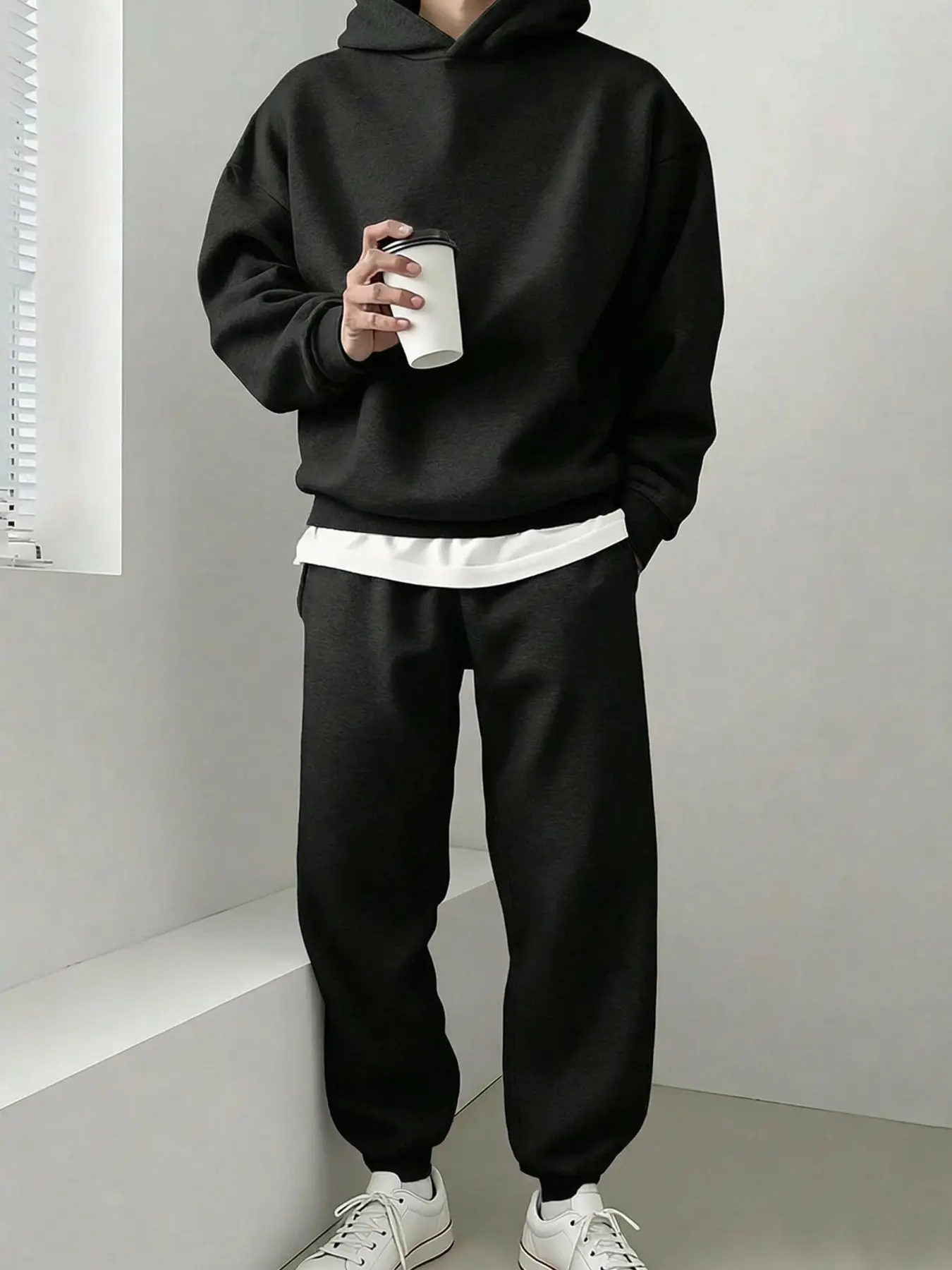 Men's Hooded Sweatshirt and Drawstring Pants Set, Oversized Casual Streetwear, Ideal for Fitness, Travel, Weekend Wear, Comfortable Daily Dress