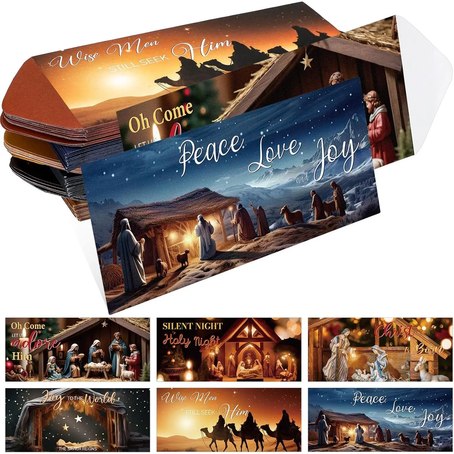 150 count Nativity Christmas  Envelopes 6.5x2.88'' Religious  Card Holders  Envelops  Christmas Cards for Xmas Party Supplies Holiday  Giving Ideas(Realistic Style)