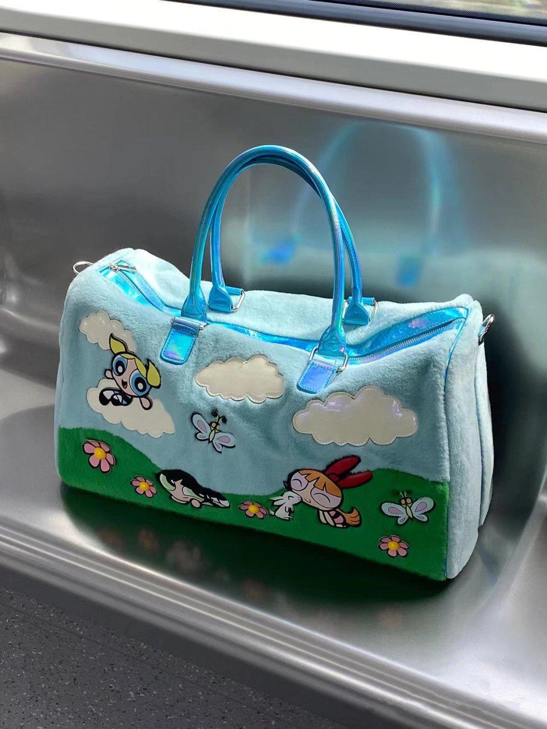 Large Capaci Plu Handbag Cartoon Animation Youthful Sle Soft Rabbit Fur Material Zipper Closure Casual Leisure Handbag