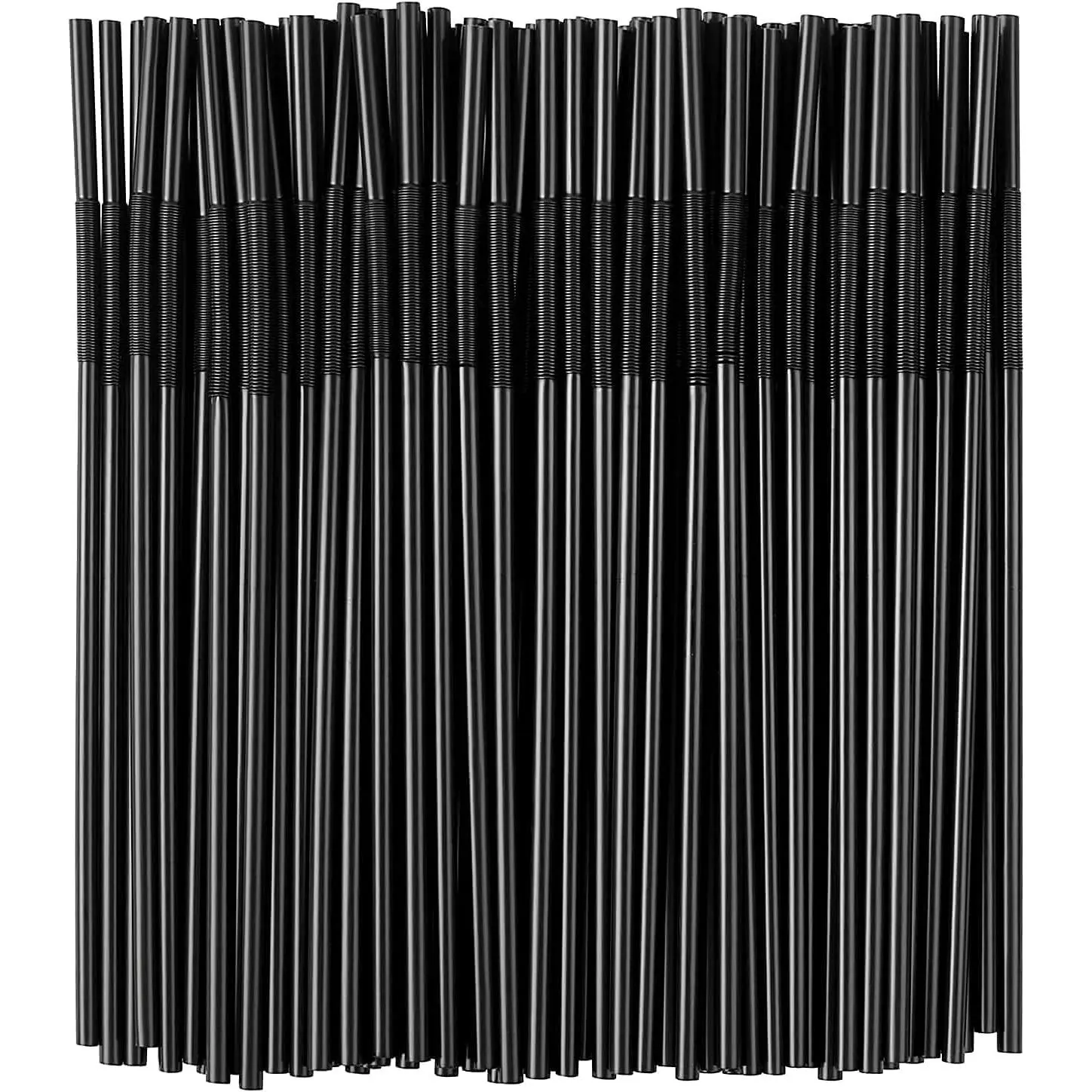 100 count Black Flexible Plastic Straws,Black Disposable Bendy Party Fancy Straws13inch Extra Long Straws Party Decorations