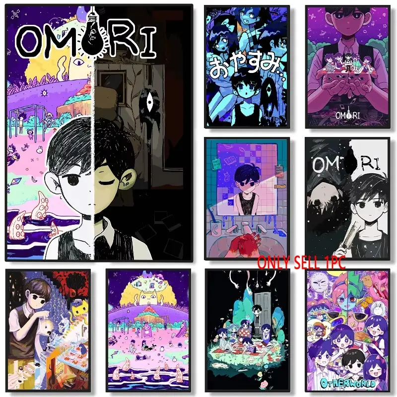1pc Classic Hot Horror Video Game Omori Poster Psychological Game Anime Cartoon Print Canvas Painting Wall Art Playroom Home Decor (19 different styles to choose from)