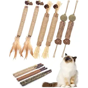 CatCatnip Chew Toys for Cats, 12 Pack Natural Silvervine Sticks for Kittens Teeth Cleaning, Matatabi Dental Care, Increase Appetite, Calm Cat Anxiety and Stress, Aggressive Chewers Cat Dental Toy