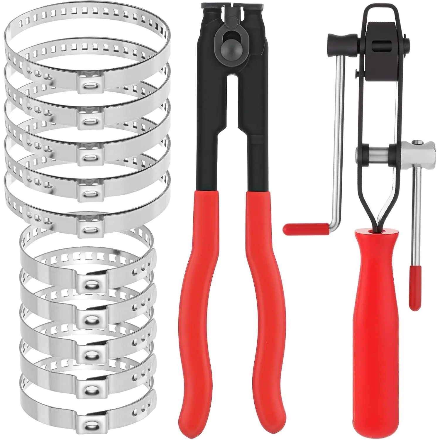 10 PCS Stainless Steel CV Joint Boot Axle Pliers, Car Parts Auto Repair Clamp Tools with Band Clamps for Most Cars