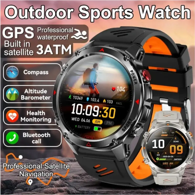Ht37 GPS Ultimate Outdoor Smartwatch for Men, Zinc Alloyed Body, 1.46 Inch Amoled Display, 3atm Waterproof, 100+ Sports, 540mah Battery