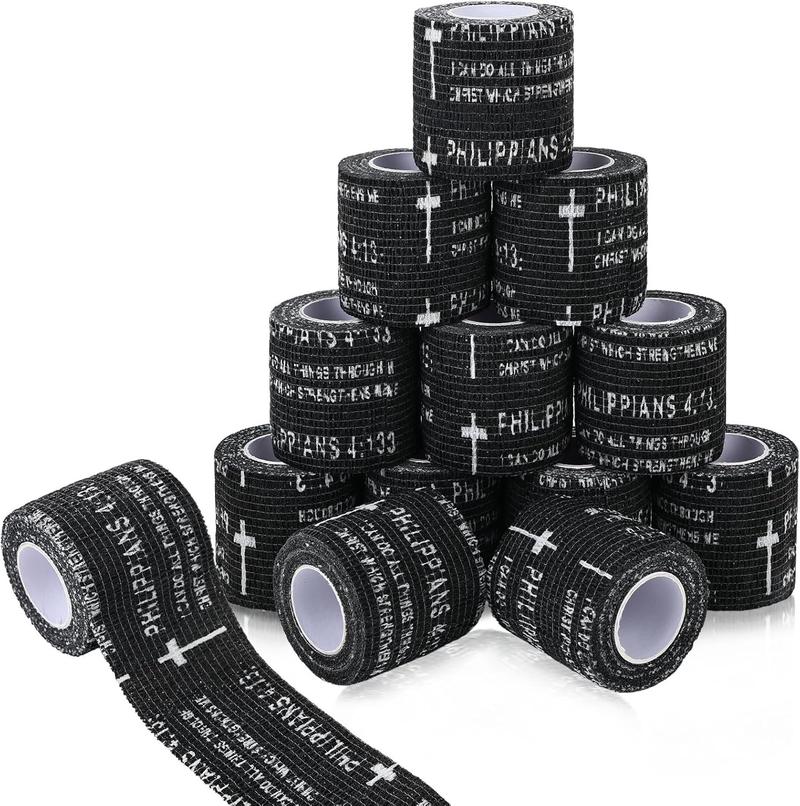 24 Packs Christian Athletic Tape 2 Inch x 15 Feet - Cross Bible Verse Self-Adhesive Sports Tape for Wrist, Ankle, Baseball, Soccer, Gymnastics, Training, First Aid and Injury Support