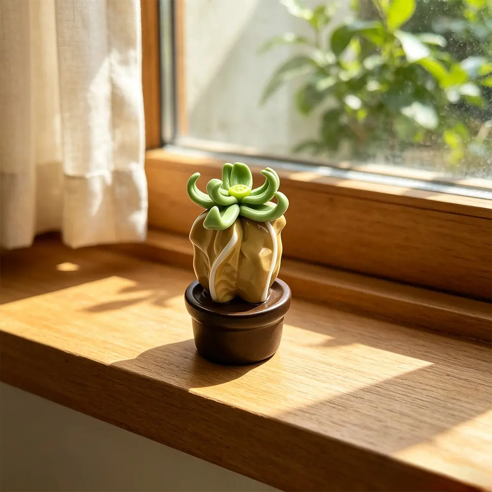 Handmade Ceramic Cactus Mini Decor, Realistic Succulent Planter, Instagram Style Desk Decoration, Home Office Shelf Window Ornament, Gift