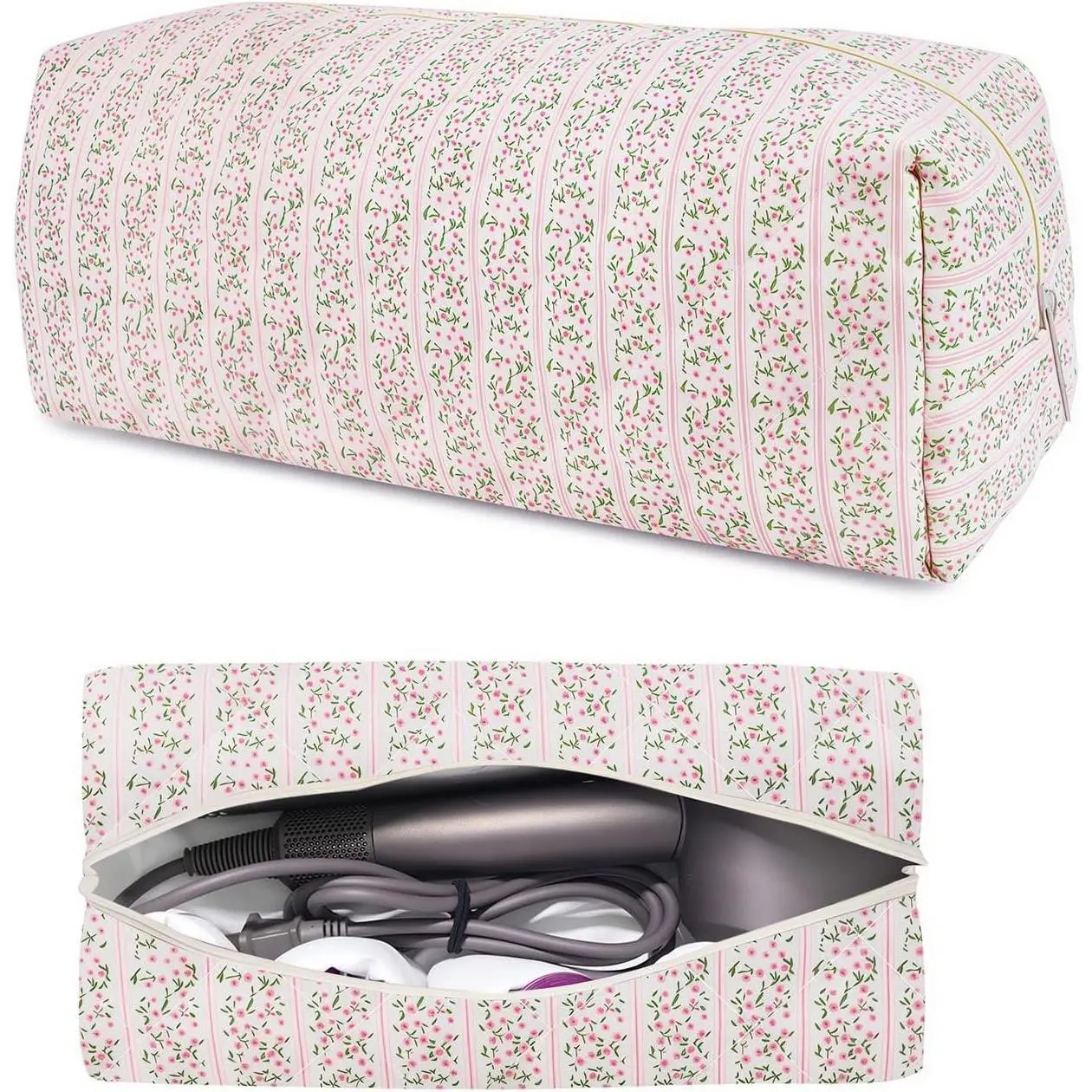 Hair Tools Travel Carrying Bag, Cute Quilted Floral Hair Tools Travel Bag for Shark Flexstyle Carrying Case Portable Shark Air Wrap Dryer Case Flat Curling Iron Organizer for Women (Pink)Gift.