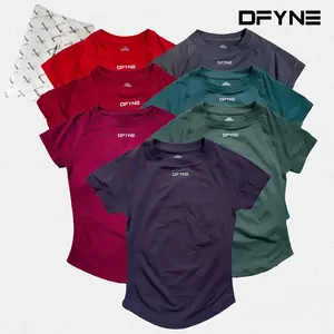 DFYNE Hourglass Sculpting Gym Shirt | Raglan Sleeve Shoulder-Defining Fitness Tee | High Elastic Snug Fit Yoga Pilates Top