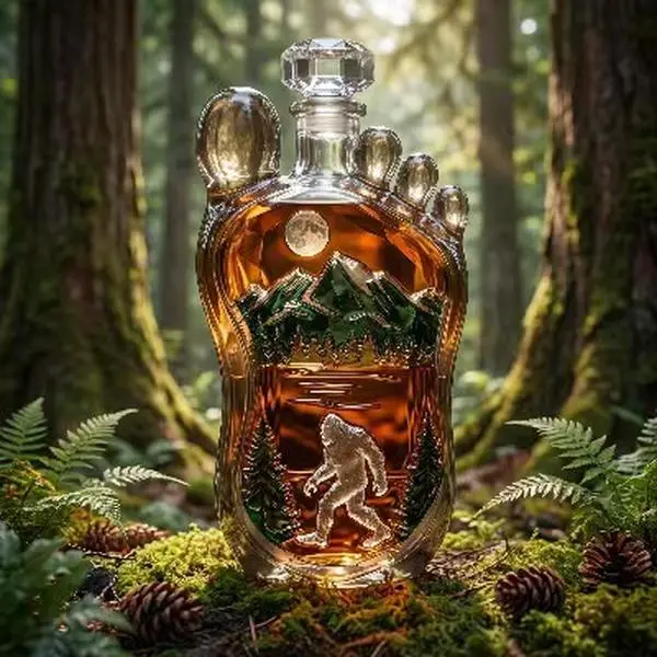 [American Retro Collection] Bigfoot-shaped whiskey bottle with 3D relief glass design