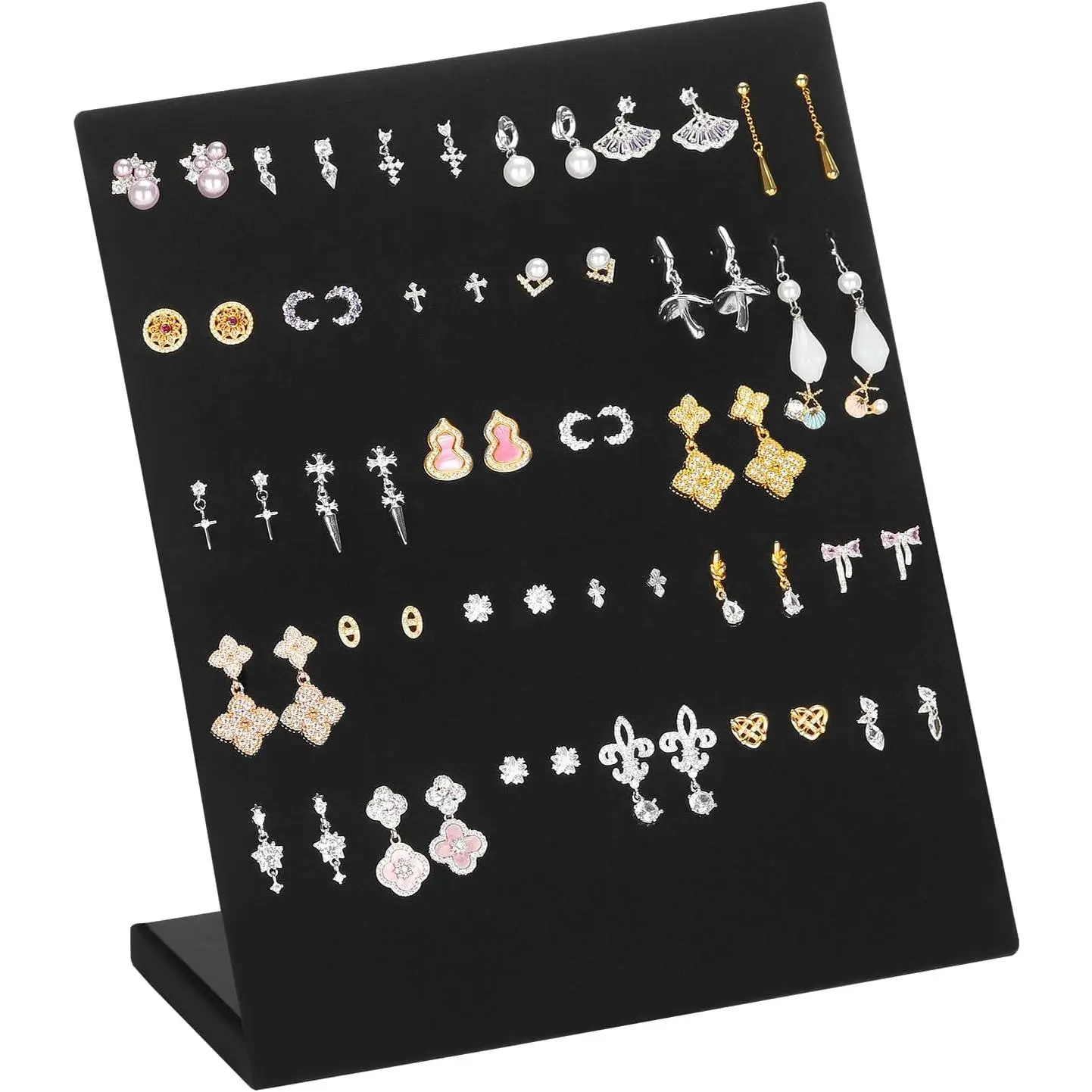 L-Shaped  Earring Display Stand (Black 60 Holes) |  Studs Dangle Holder, for Retail Selling &  , Craft Show, Photography Props