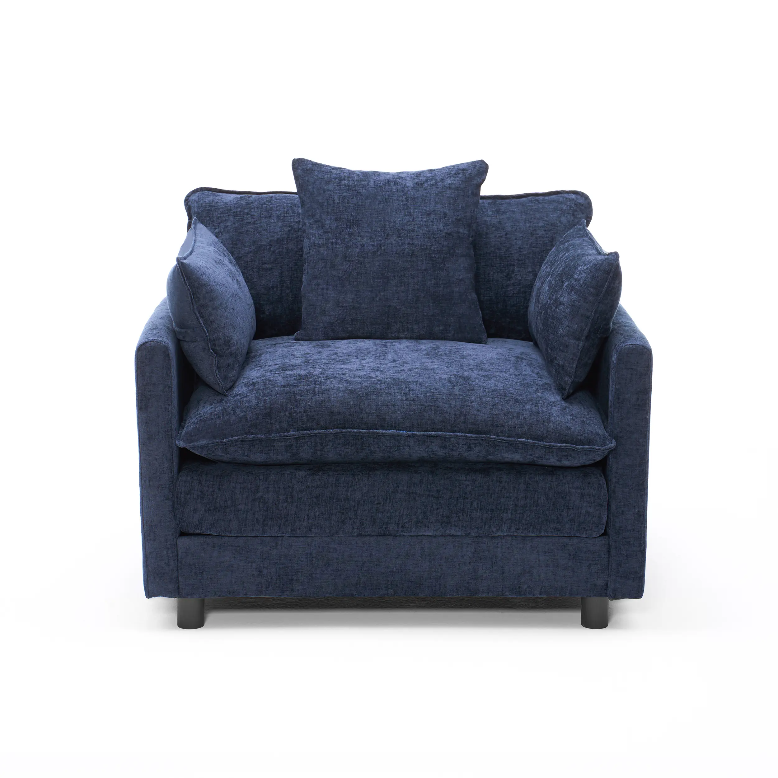 ARCH Modern L-Shaped Sectional Sofa with Ottoman, 108" Cloud Couch Chenille Deep Seat 3-Seat Sofa with Pillow, Soft Foam Wood Frame Living Room Bedroom Apartment Furniture Blue, Blue Color Options, Fabric/Plastic/Steel/Wood Material