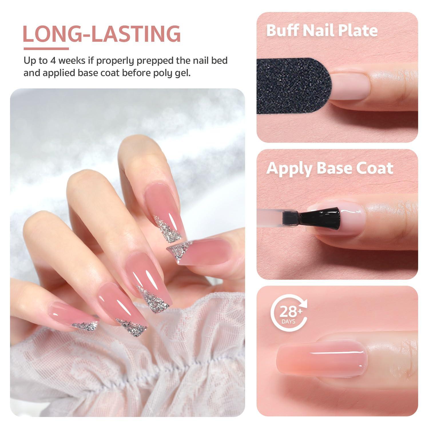 Professional Polygel Nail Extension Kit, 1 Set Extension Nail Gel Set for Beginners, Quick Extended Hard Clear Gel Nail Polish, Home DIY Extend Kit, Nail Supplies