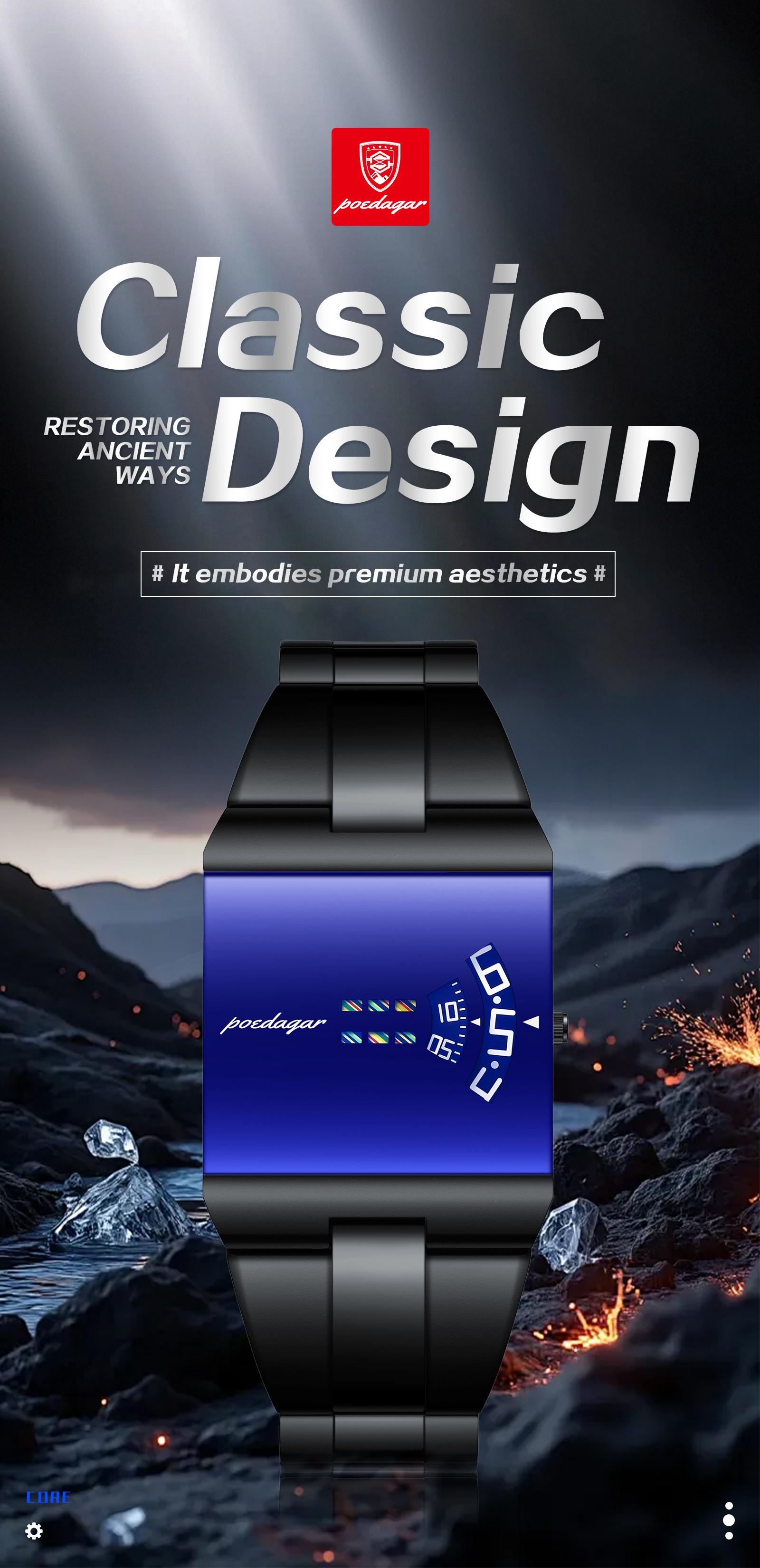 POEDAGAR Top Rectangular Original Men's Watch Waterproof Fashion Men's Watch Stainless Steel Quartz Sports Men's Watch