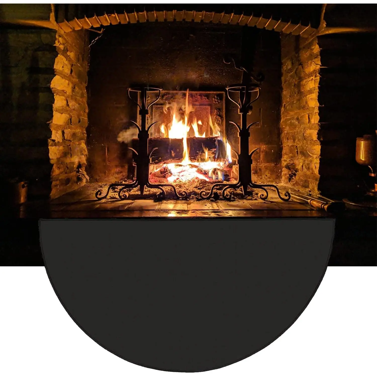 63″x37″  Half Round Fireproof Fireplace Mat Hearth Rug Non-Slip - Flame Resistant Floor Covering Pad - Fire Retardant Fiberglass Carpet