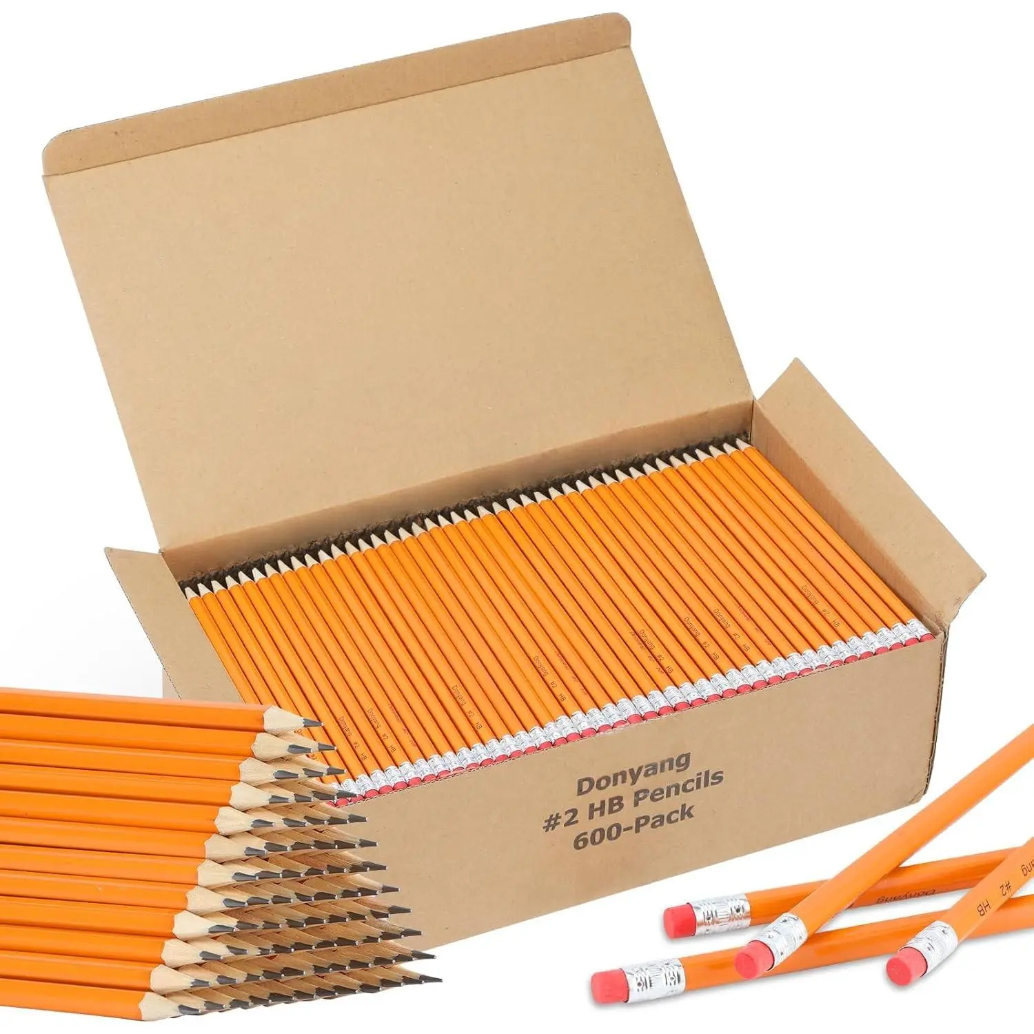 600 Pack #2 HB Pencils Bulk, Pre Sharpened, Number 2 Pencils, Yellow | School Supplies Teacher Office Essentials Accessories, Number 2 HB Graphite Pencils for Writing, Drawing and Sketching