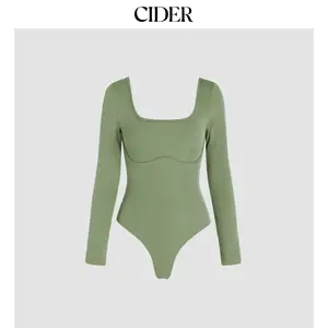 Cider [3 colors, size 2-10] U-neckline Long Sleeve Bodysuit SummerWins Dealsforyou