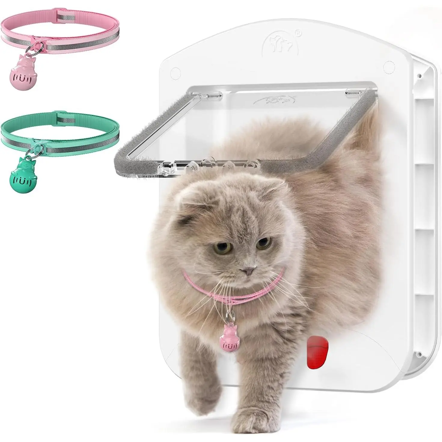 White Frame Cat Door with Collar Sensor, 2 Sensor Keys, 2-Way Magnetic Locking, Energy-Saving, Tool-Friendly Universal Plastic Door, Fast DIY Installation, 11.5 x 9 x 1.5 inches, Indoor Use, Home Energy Saving