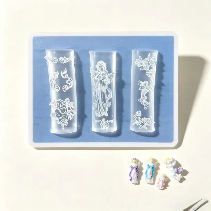 High Transparency Silicone Nail Mold, Nail Art Supply, Baroque Angel Design, Sweet Candy Cone Shape, 1 Piece Set, Perfect for DIY Nails