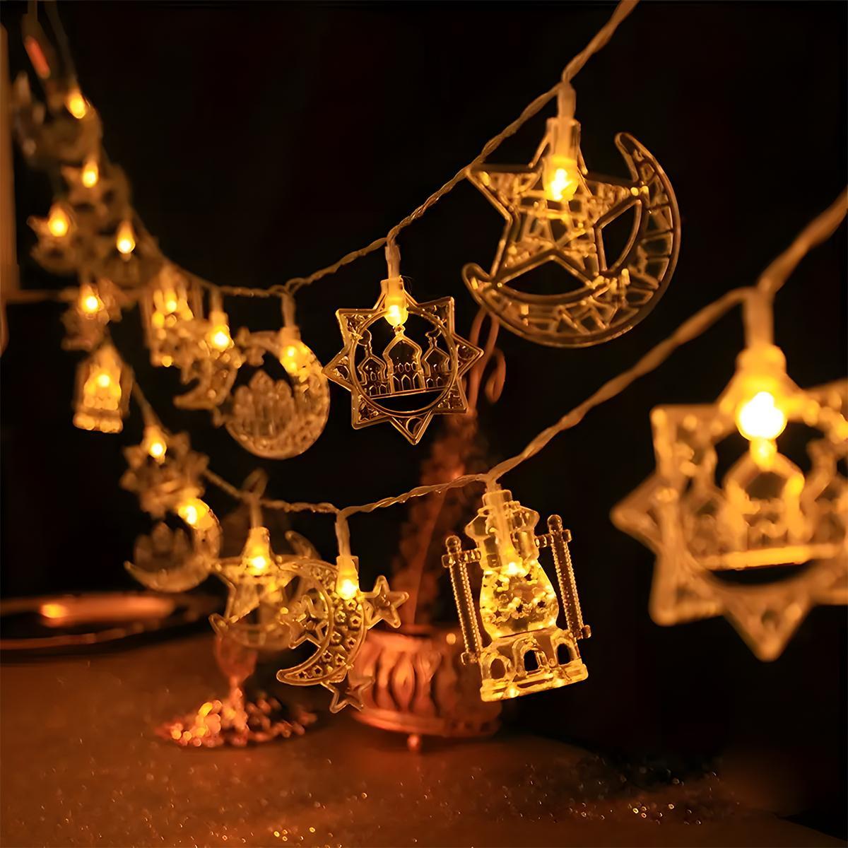 Ramadan LED Light String, 1 Set Battery Powered Colorful Decorative Light String, Room Decor, Decorative Light for Home Living Room Bedroom Party, Decorations