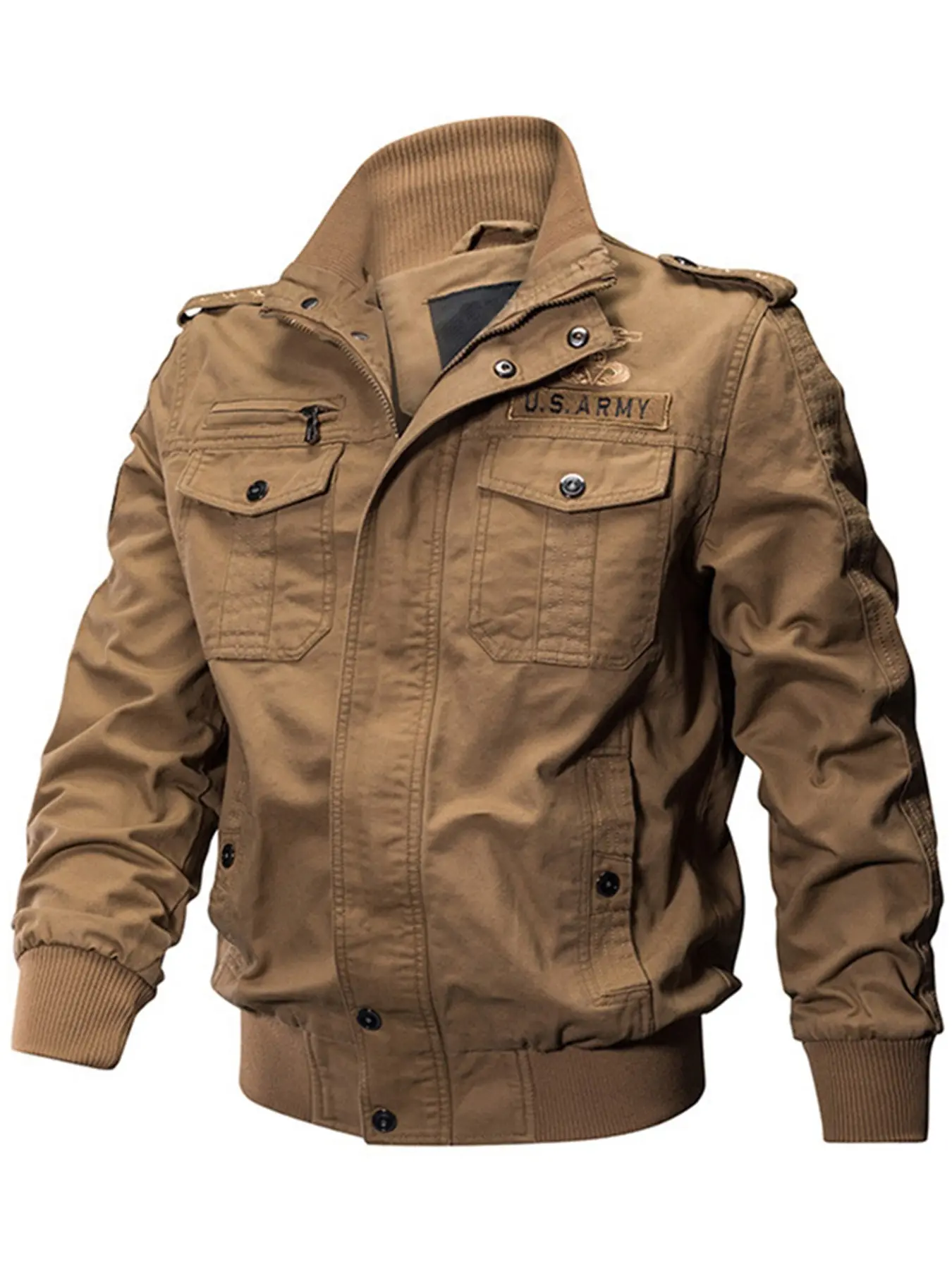 Men's Multi-Pocket Tactical Jacket, Practical Workwear Style Outerwear, Long Sleeve Loose Fit Spring Fall Clothing, Street Washed Design, Fall Jackets