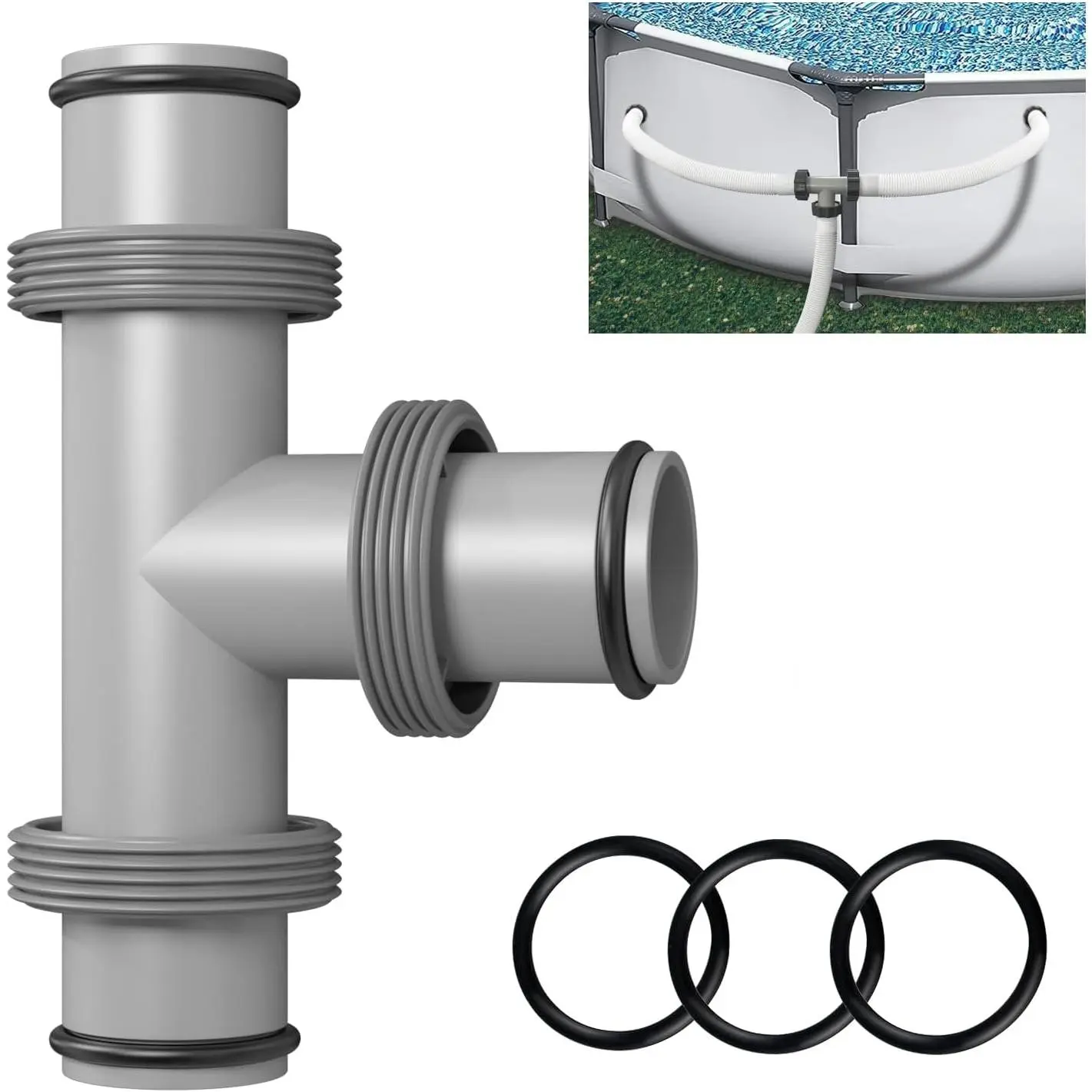 Pool Hose Connector, 1.5" to 1.5" T-Joint Pool Hose Adapter for Above Ground Swimming Pool Filter Pump and Pool Vacuum, 3 Way Pool Pump Connectors   (1.5" to 1.5" T Joint)