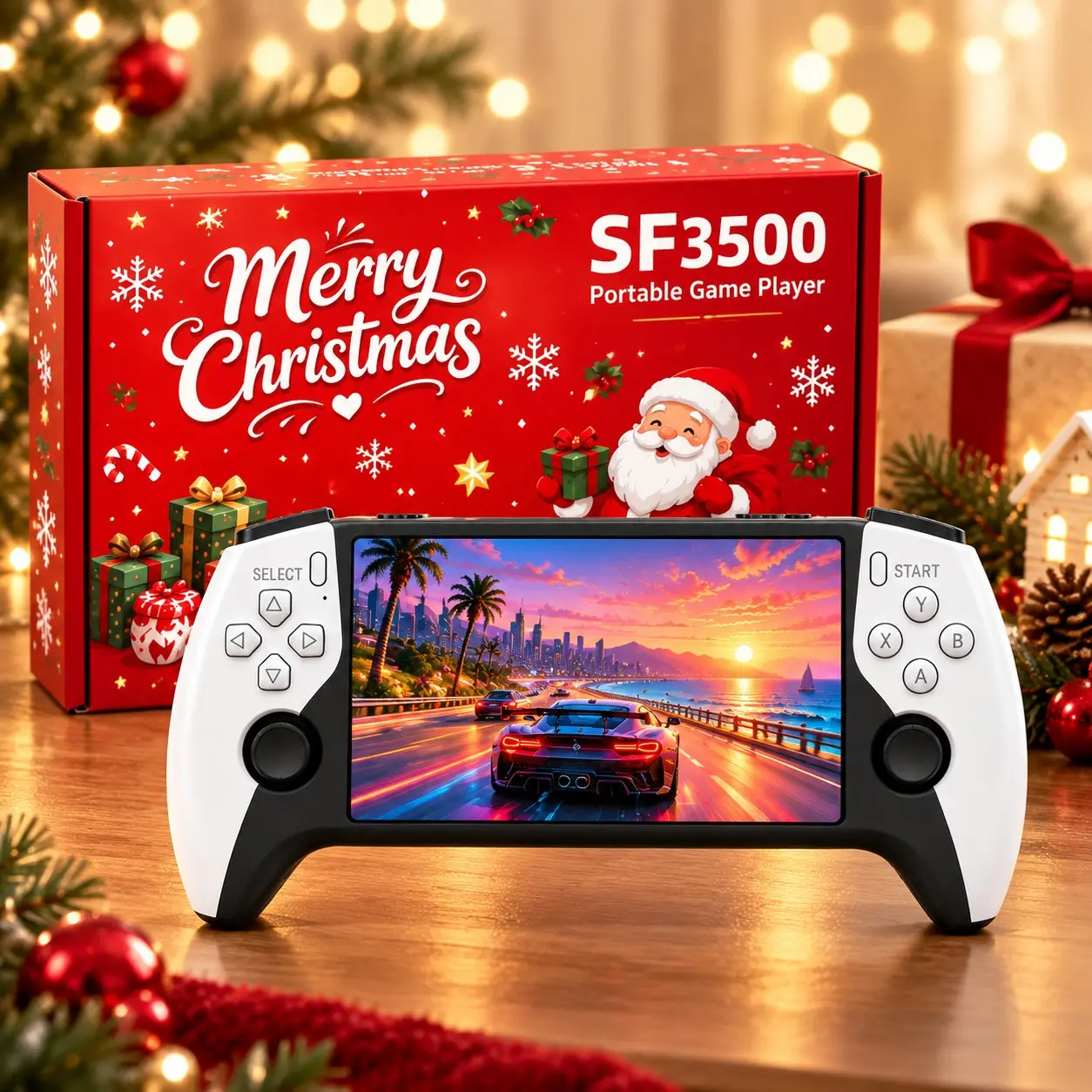 Sf3500 Retro Handheld Game Console, 5-Inch HD Screen, TV Output, Portable Rechargeable, Portable Gaming Console, Classic Games, Gift for All Ages