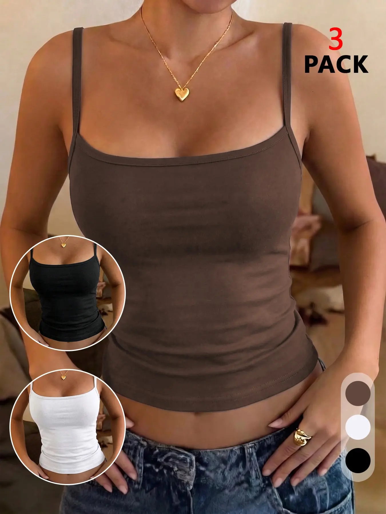 Women's Fall Winter Square Neck Tank Top, Wide Strap Slim Fit Cropped Cami Top, Sleeveless V Back, Casual Party Wear, All Seasons