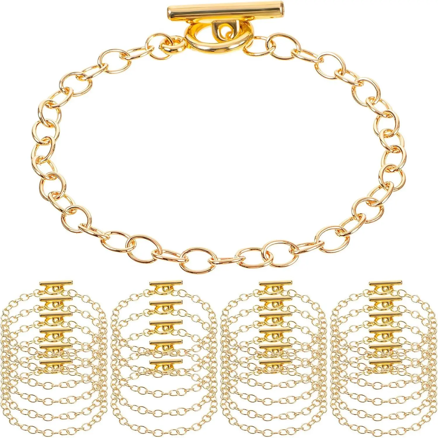 24 count Bracelet Chains for  Making, Charm Bracelets Chain, OT Toggle Clasp Bracelets Chain,  Charm Bracelet Link Chains for Crafting and Gifting
