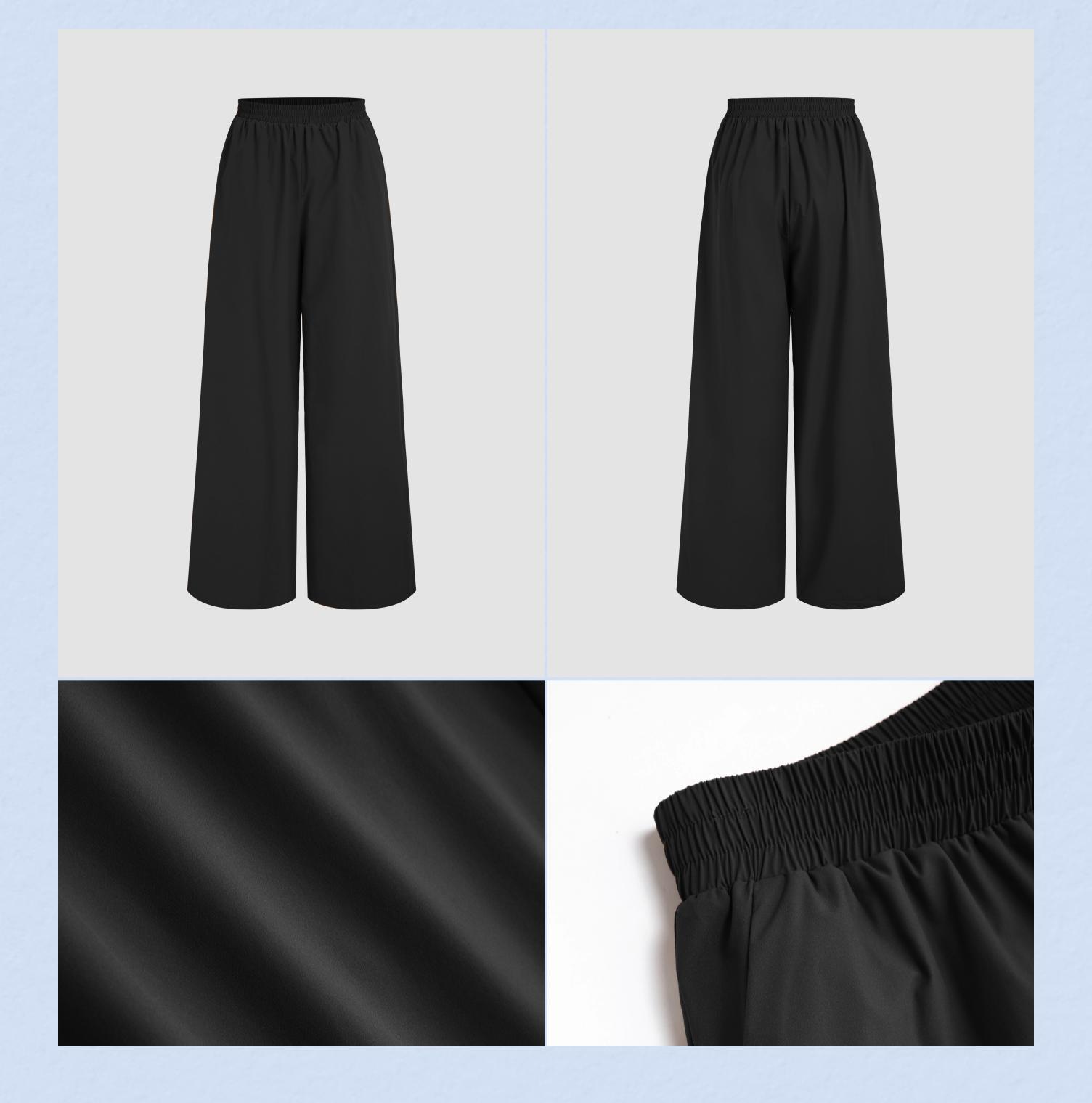 Cider [2 colors, size 2-10] Solid Elastic Wide Leg Trousers