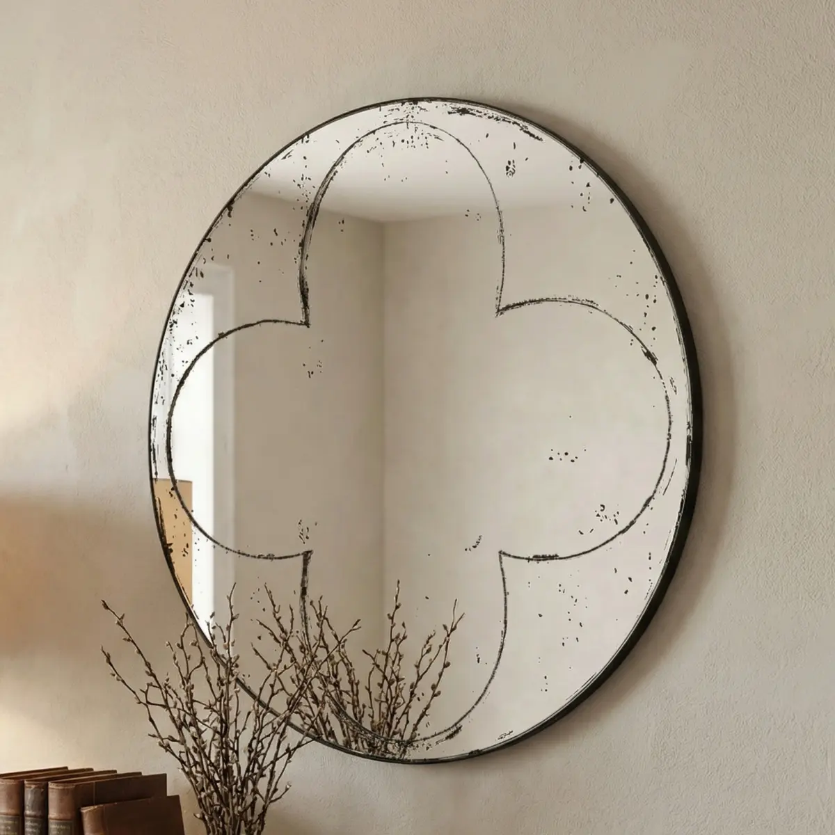 Vintage Industrial Iron Round Wall-Mounted Mirror, Versatile Home Decor for Bedrooms, Living Rooms, Foyers