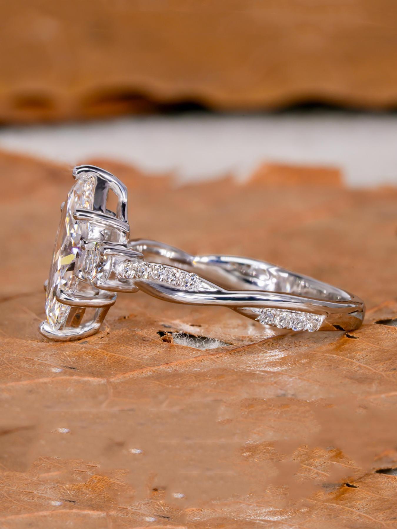 S925 Sterling Silver Artificial Zircon Decorated Ring, Elegant Engagement Ring, Elegant for Women, Trendy All-match & Exquisite Jewelry for Birthday Gift, Valentine's Day, Gift