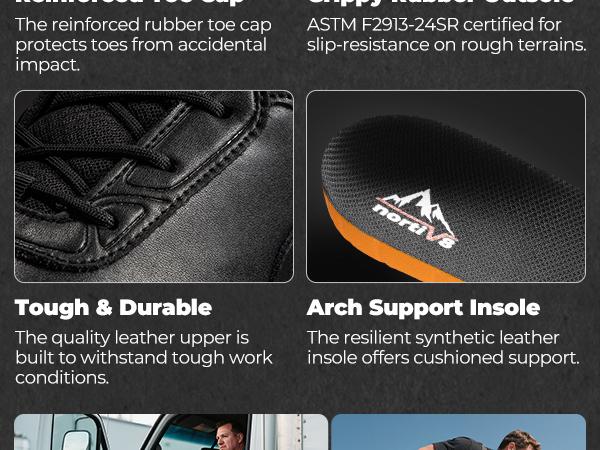 【Nano Composite Toe】NORTIV 8 Waterproof Composite Toe Work Boots for Men Lightweight Non-Slip ASTM F2413-18 Safety Boots for Warehouse Construction VaporGuard-Nano Round Toe Closed Toe Shoe Black Worker Walking Shoes