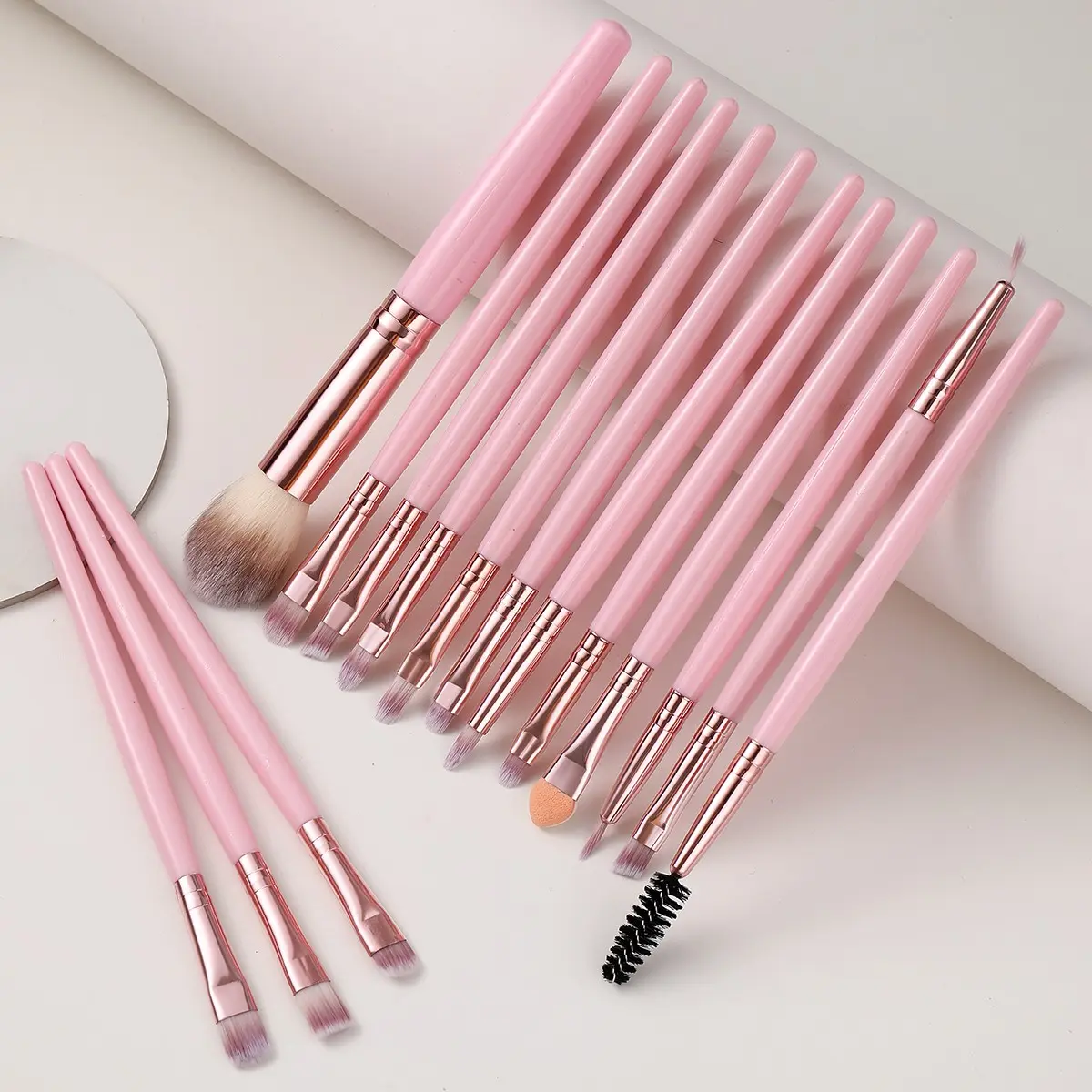 21-Piece Makeup Tool Set, 15 Rose Gold Brushes, 2 Mini Beauty Eggs, 3 Triangle Fluffy Puffers, Portable Travel Gift Kit