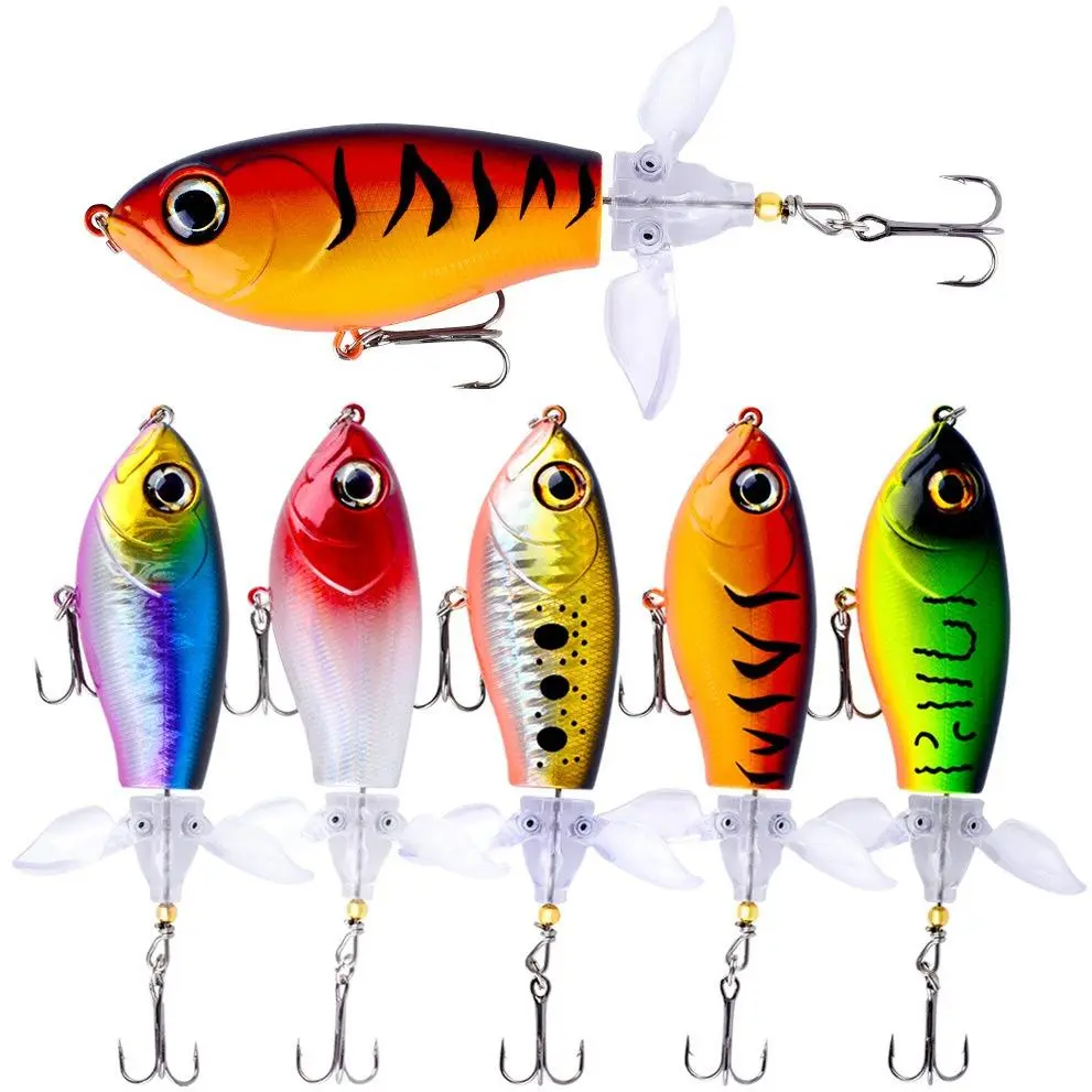 9.5cm 19.2g Double Propeller Topwater Whopper Plopper, Floating Long Cast Fishing Lure for Topmouth Culter Bass Snakehead