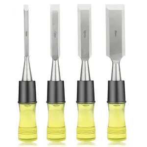 4pcs Woodworking Chisel Set, Professional Woodworking Tools, Including 6+12+18+25mm, CR-V Steel Blades, with Safety Cap, Durable PVC Impact-resistant Handle, Suitable for Precision Carving, DIY Projects, Woodworking Work, Holiday Party Gifts, Etc.
