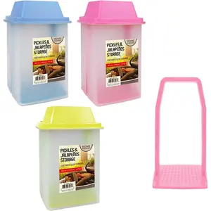 1 Large Pickle Jar Holder Olive Jalapeno Keeper Container Food Storage Strainer 1 Large Pickle Jar Holder Olive Jalapeno Keeper Container Food Storage Strainer