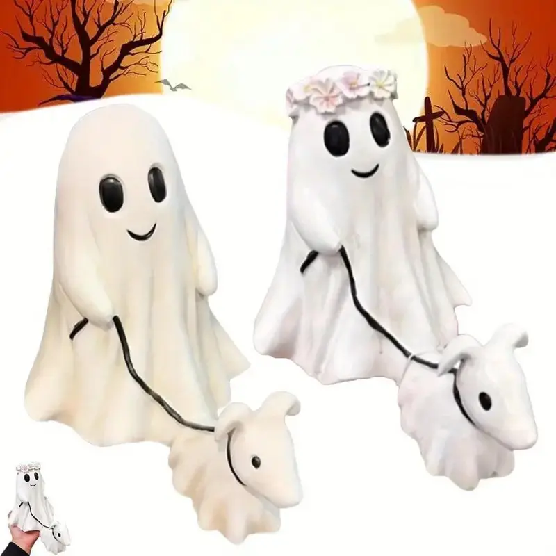New Halloween Ghost Dog Walk Decorative Figurine, Home Garden Decoration, party decoration, Ghost Horror Art, Unique Ornament for Festive Season