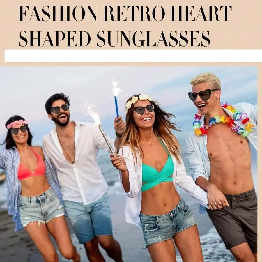 10Pcs Heart-Shaped Sunglasses, Trendy Fashion Heart Sunglasses, Cute Party Eyewear Accessories, Ideal for Wedding Bridal Shower Bachelor Party Birthday Party Favors