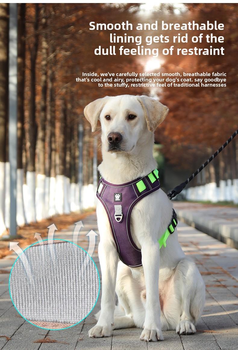 Cross-border large dog leash, anti-shock dog harness, reflective dog walking leash, vest-style collar for medium and large dogs
