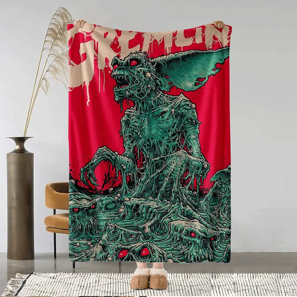Gremlins Toxic Zombie Creature Horror Comic Flannel Throw Blanket Retro Monster Movie Poster Warm Blanket Gift Gremlins Fans All Ages