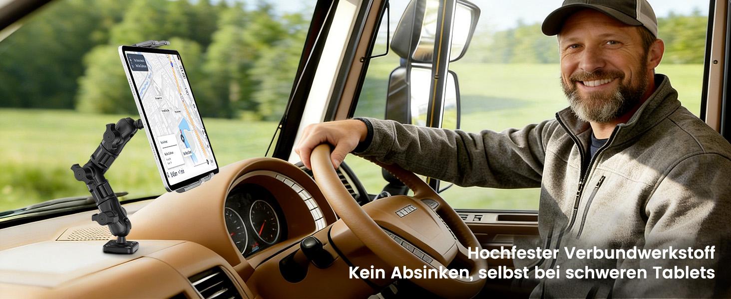 OHLPRO Tablet Holder Car Tablet Holder Truck 360 °     Rotation Adjustable Composite Arm Drill Base + Metal Clamp iPad Car Mount for 5-13 Inch Tablet Smartphone Dashboard Holder