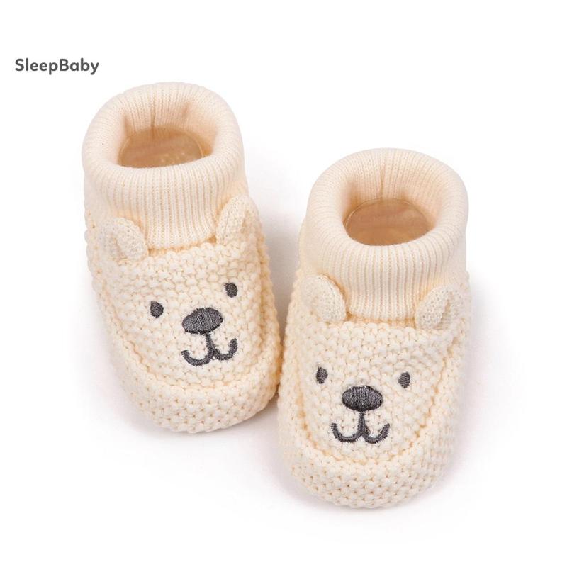 Knitted Baby Booties with Ears Soft Infant Boots Comfortable Winter Shoes for Boys and Girls